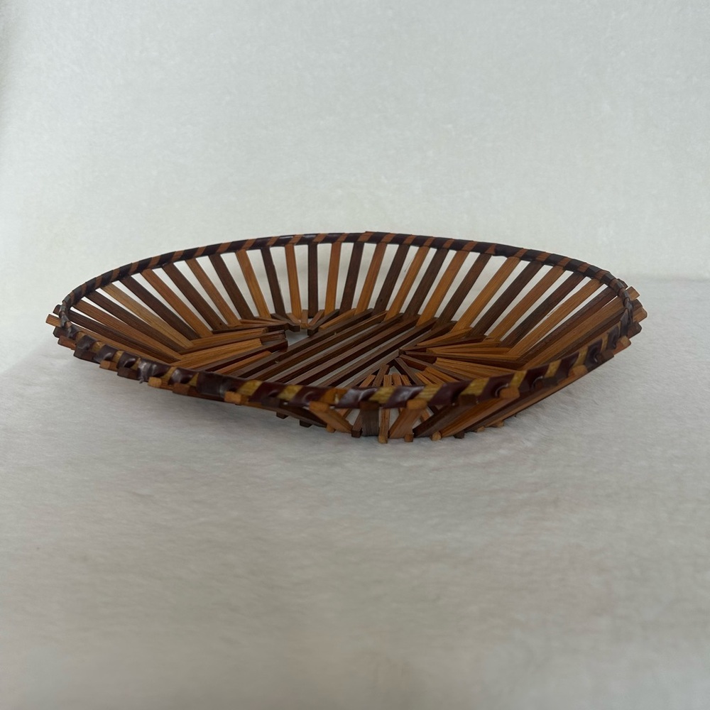Vintage Handmade Multi Wood Unique MCM Cottagecore Basket - Picture 4 of 12